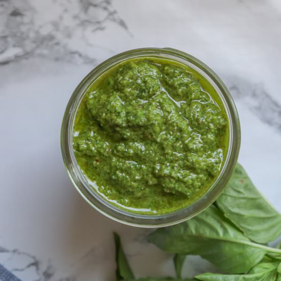 Vegan Almond Spinach Pesto - Recipe photo by The Fresh Fig