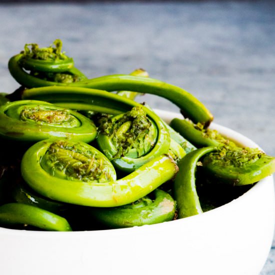Sauteed Fiddleheads - Recipe photo by TheDeliciousSpoon