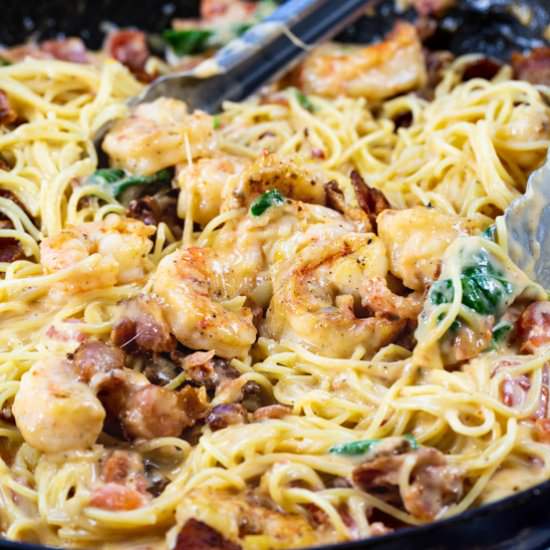 Creamy Angel Hair Pasta with Shrimp - Recipe photo by spicysouthernkitchen