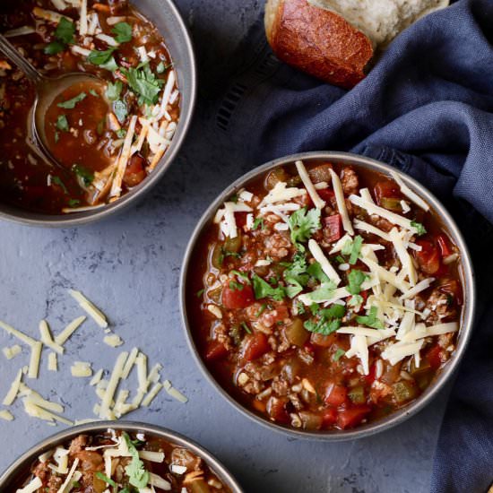 Southwestern Stuffed Pepper Soup - Recipe photo by fromachefskitchen