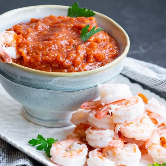 Kimchi Shrimp Cocktail - Recipe photo by JawnsICooked