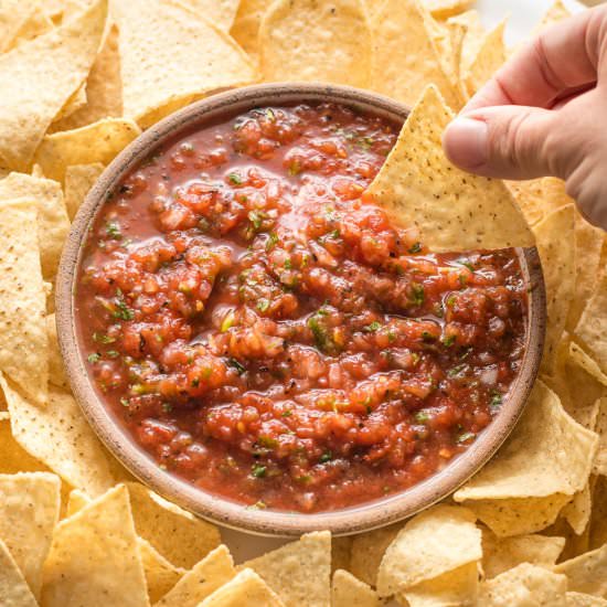 5 Minute Blender Salsa - Recipe photo by nourishandfete