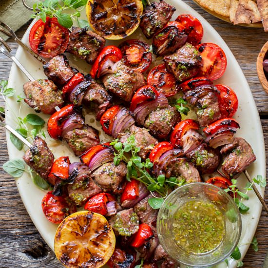 Lamb Souvlaki with Tzatziki - Recipe photo by Savingroomfordessert