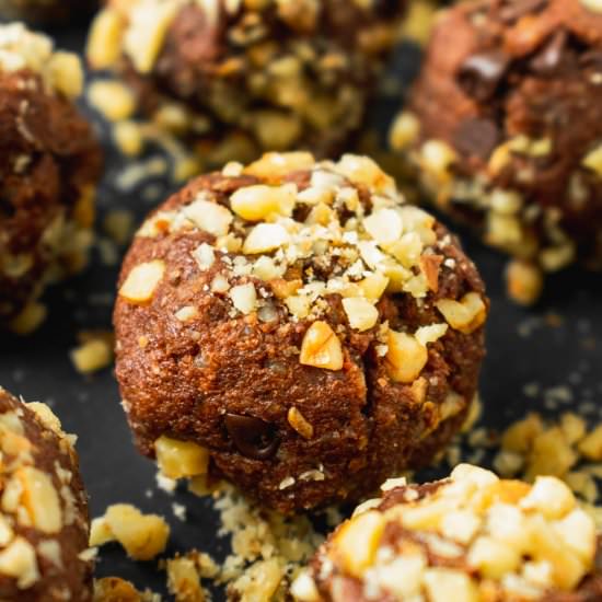 Quinoa Walnut Brownie Bliss Bites - Recipe photo by sticksscratchkitchen