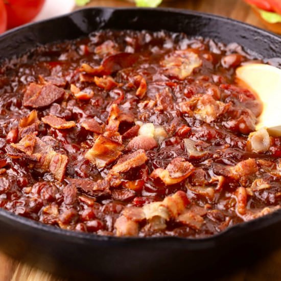 Smoked Baked Beans - Recipe photo by Grits and Pinecones