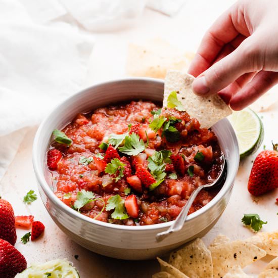 Blender Strawberry Salsa - Recipe photo by bluebowlrecipes