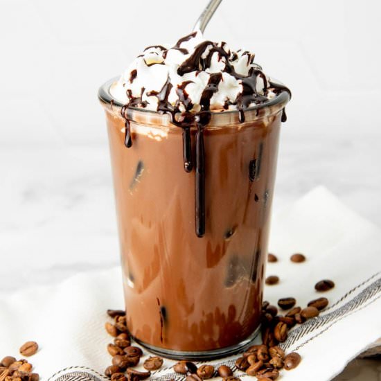 Iced Mocha with DIY Mocha Syrup - Recipe photo by wholefully