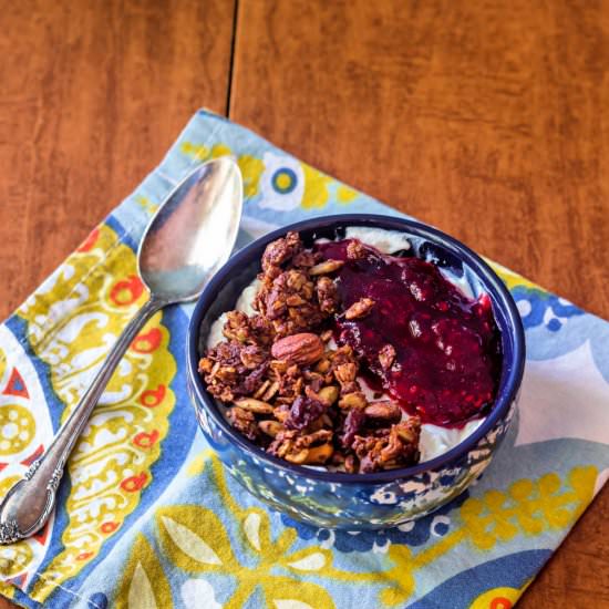 Chocolate Cherry Granola Recipe - Recipe photo by onlinepastrychef