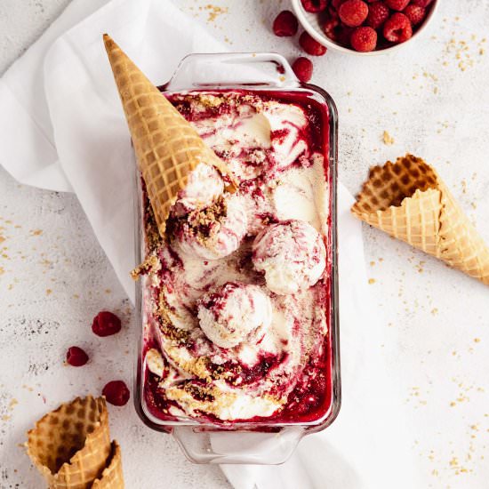 Raspberry Cheesecake Ice Cream - Recipe photo by FlouringKitchen