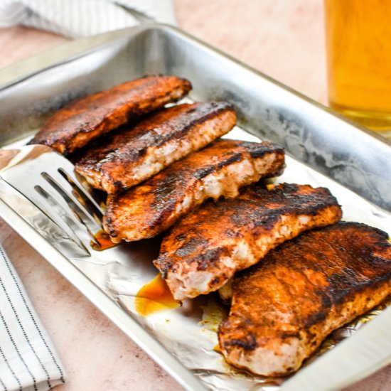 Sweet and Spicy Pork Chops - Recipe photo by mealsandmilemarkers