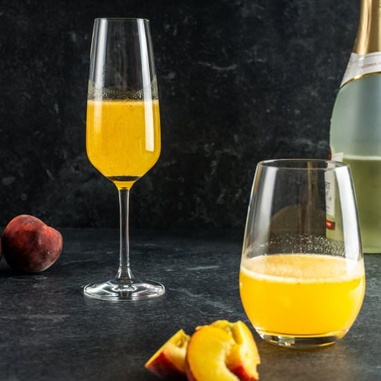 Easy Peach Bellini Cocktail - Recipe photo by Lifeandlemons