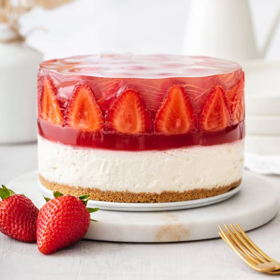 Strawberry Jelly Cheesecake-No Bake - Recipe photo by takestwoeggs