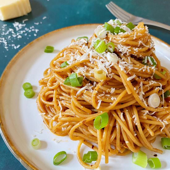Sichuan Garlic Butter Spaghetti - Recipe photo by cookcookgo
