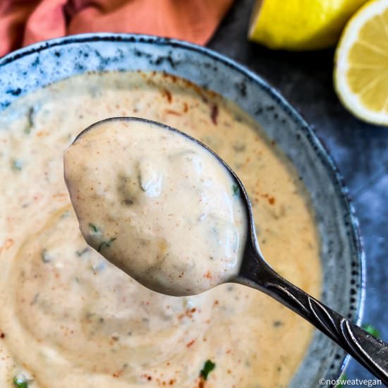 Cajun-Style Vegan Remoulade - Recipe photo by No Sweat Vegan