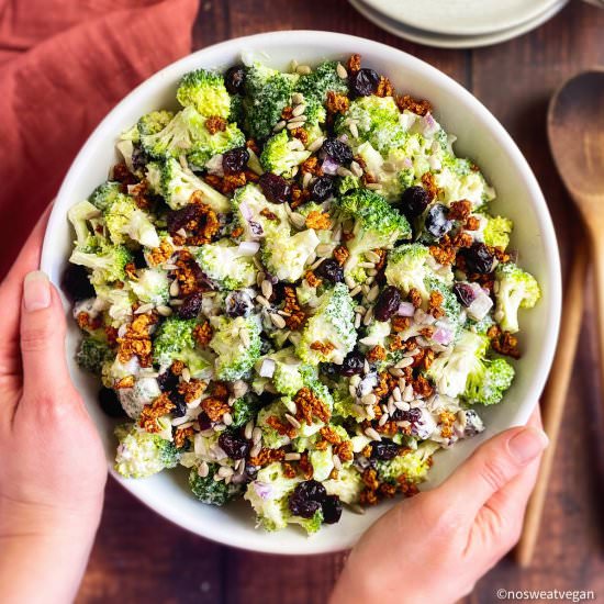 Vegan Broccoli Salad (No Mayo) - Recipe photo by No Sweat Vegan