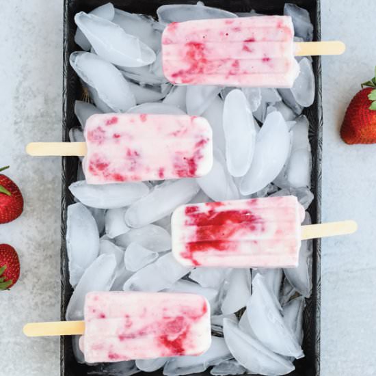 Strawberry Greek Yogurt Popsicles - Recipe photo by homesweetfarmhome