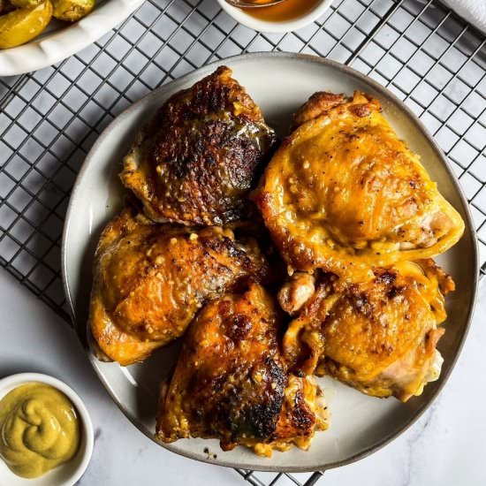 Roasted Dijon Chicken Thighs - Recipe photo by SugarandSnapPeas