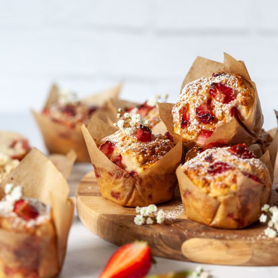 Vegan Breakfast Strawberry Muffins - Recipe photo by vibrantplate