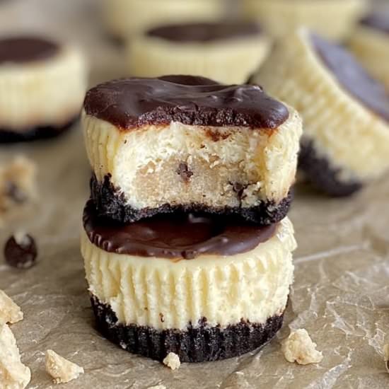 Cookie Dough Stuffed Cheesecakes - Recipe photo by Sweet Girl Treats