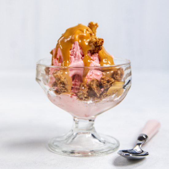 5 Ingredient PB & J Sundae - Recipe photo by Sweetphi