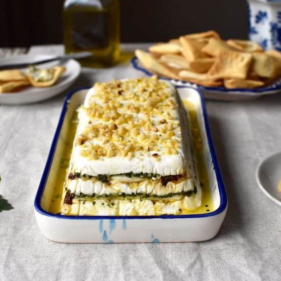 Pesto sundried tomato cheese torta - Recipe photo by mama ia blog
