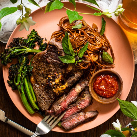 Seared Ribeye w Chili Crisp Butter - Recipe photo by rhubarbandcod