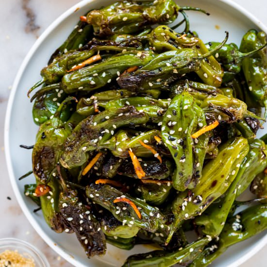 Blistered Sesame Shishito Peppers - Recipe photo by ChefDeHome