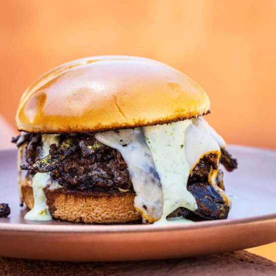 Beef and Chorizo Burger - Recipe photo by chilesandsmoke