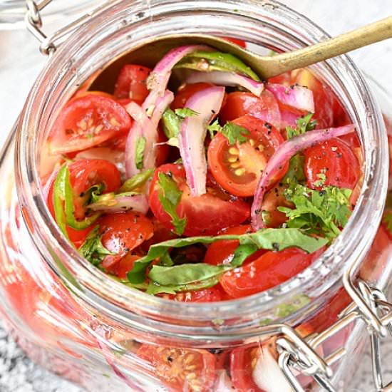 Best Pickled Cherry Tomatoes - Recipe photo by Savory Bites
