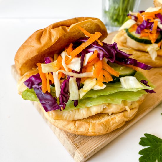 Chicken burger w honey ginger glaze - Recipe photo by Low Histamine Kitchen