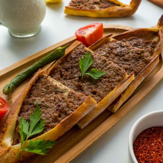Turkish Pide with Beef - Recipe photo by chocolatesandchai