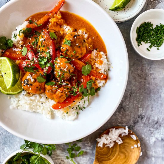 Thai Chicken Meatballs - Recipe photo by cooksleepread