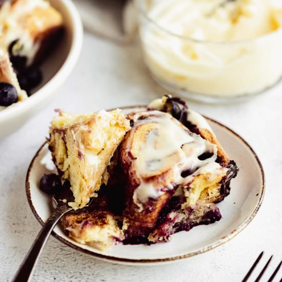 Blueberry Cinnamon Rolls No Knead - Recipe photo by FlouringKitchen
