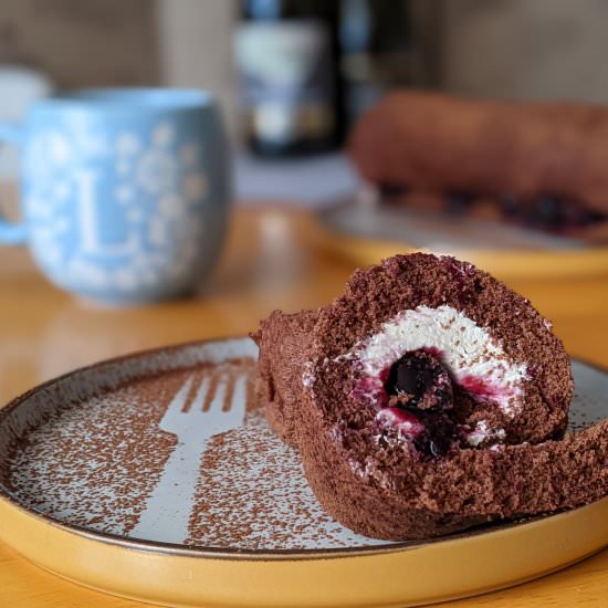 GF black forest swiss rolL - Recipe photo by Laralousfood