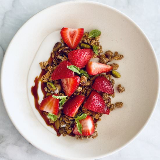 fruit smoothie-infused granola - Recipe photo by Jackie Newgent