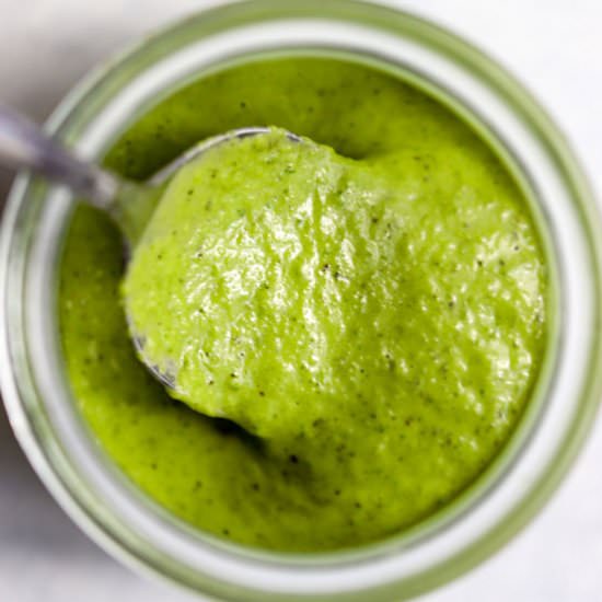 Homemade Basil Vinaigrette - Recipe photo by rootsandradishes