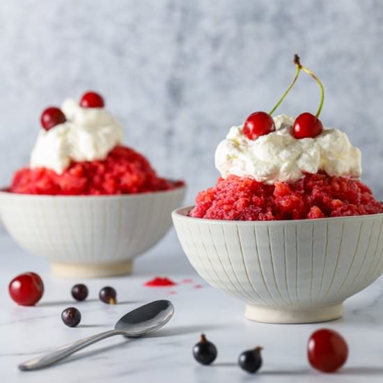 Sour Cherry & Blackcurrant Granita - Recipe photo by whatsteveeats