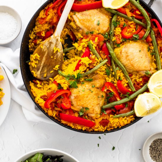 Chicken and Chorizo Paella Recipe - Recipe photo by Searchingforspice