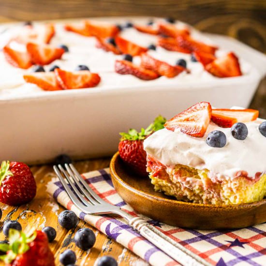 4th of July Poke Cake - Recipe photo by Burrata and Bubbles