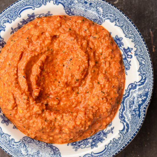 5-Minute Romesco Sauce - Recipe photo by The Mediterranean Dish