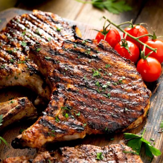 The Best Grilled Pork Chops Recipe - Recipe photo by Lemon blossoms