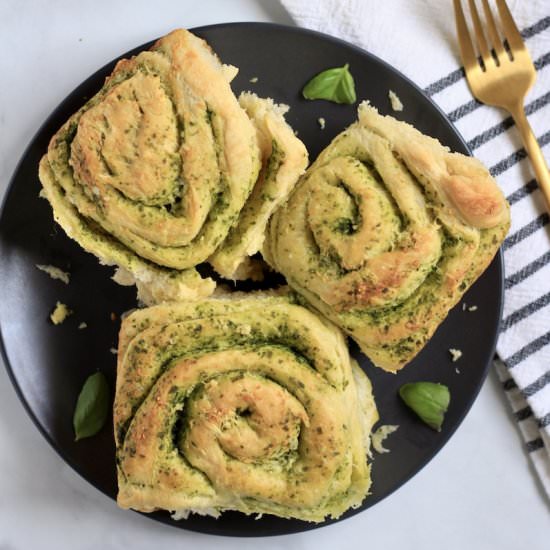 Pesto Rolls with Garlic Butter - Recipe photo by My Life After Dairy