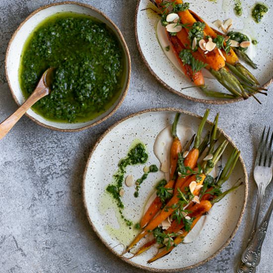 Roasted Carrots with Chimichurri - Recipe photo by between2kitchens