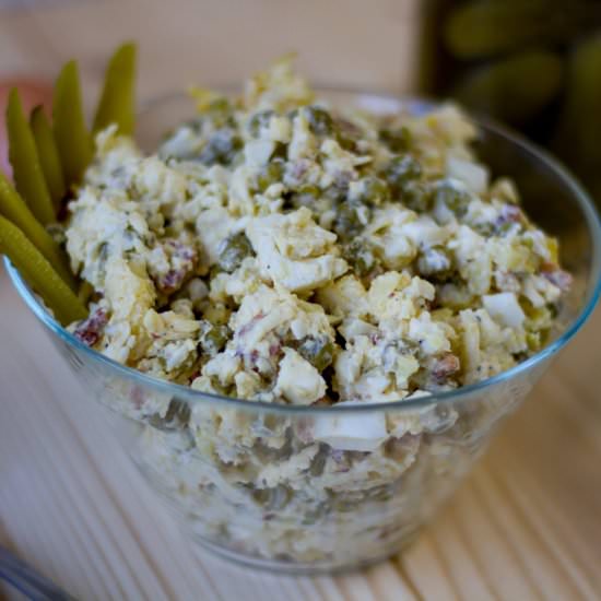 Potato salad with bacon and peas - Recipe photo by mecooks.com