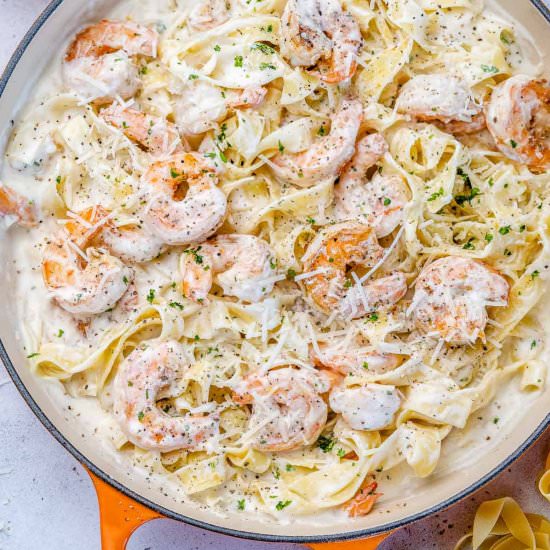 SHRIMP FETTUCCINE ALFREDO - Recipe photo by healthyfitnessmeals