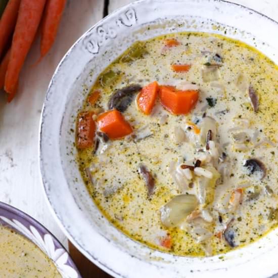 Vegetarian Rice Soup with Mushrooms - Recipe photo by seasonandthyme