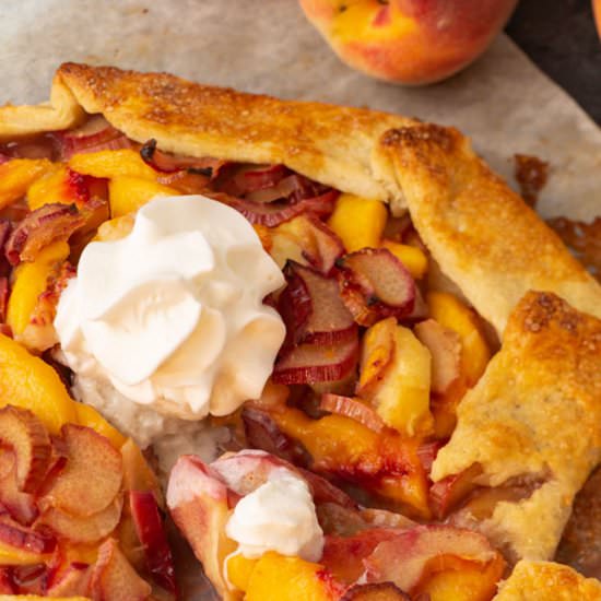 Peach Rhubarb Galette - Recipe photo by Barbara Curry