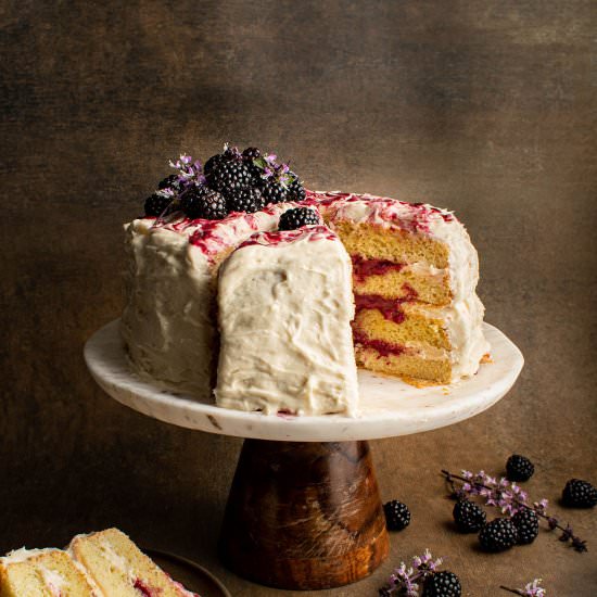 Blackberry lavender chiffon cake - Recipe photo by cherryonmysundae