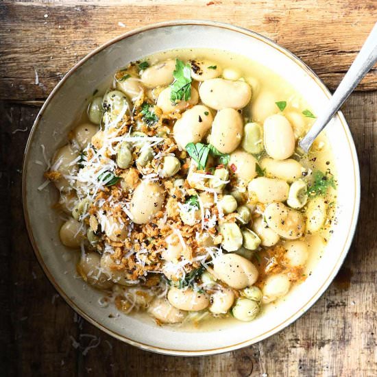 Brothy Beans with Garlic and Parm - Recipe photo by servingdumplings