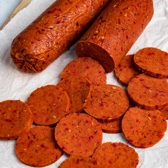 Vegan Pepperoni - Recipe photo by Zardyplants